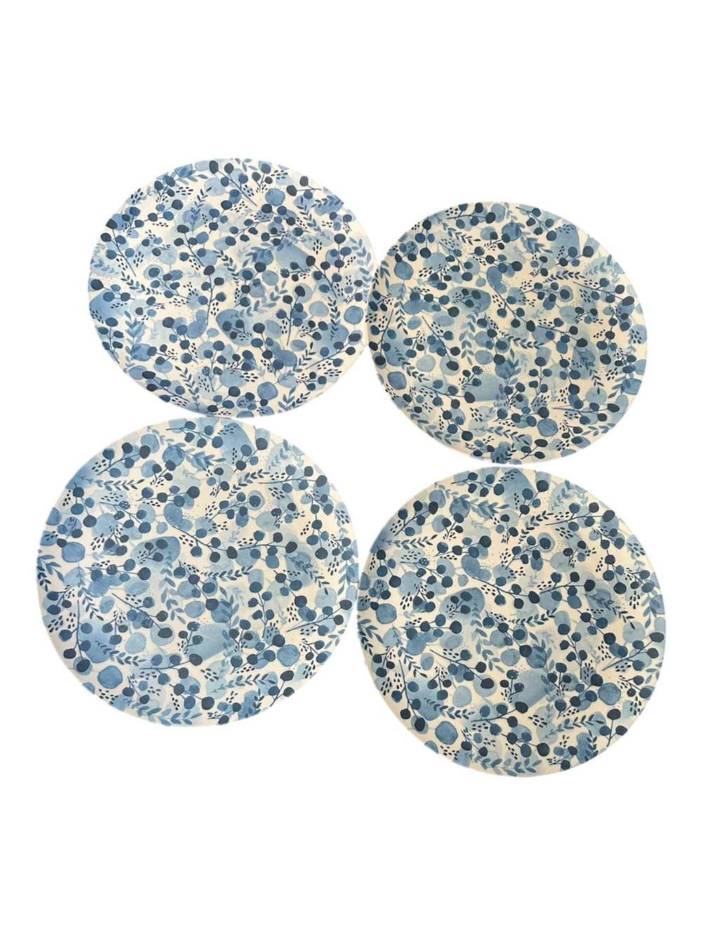 Blue Botanical Pattern Dinner Plates - Set of 4